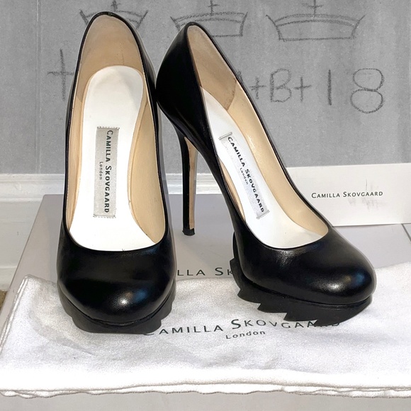 Camilla Skovgaard Leather Pumps, with Stiletto Heels and Saw Platforms - Picture 2 of 13